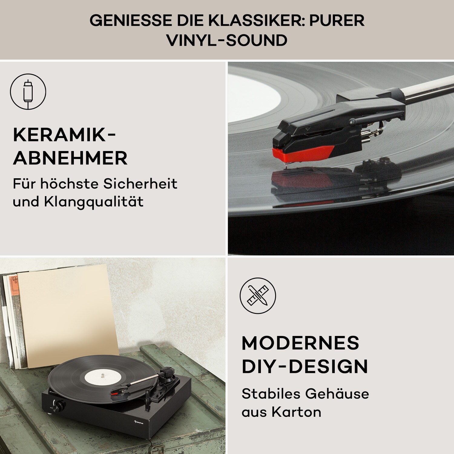 The Player Plattenspieler Selbstbauset inkl. Lautsprecher 33/45 U/min Schwarz