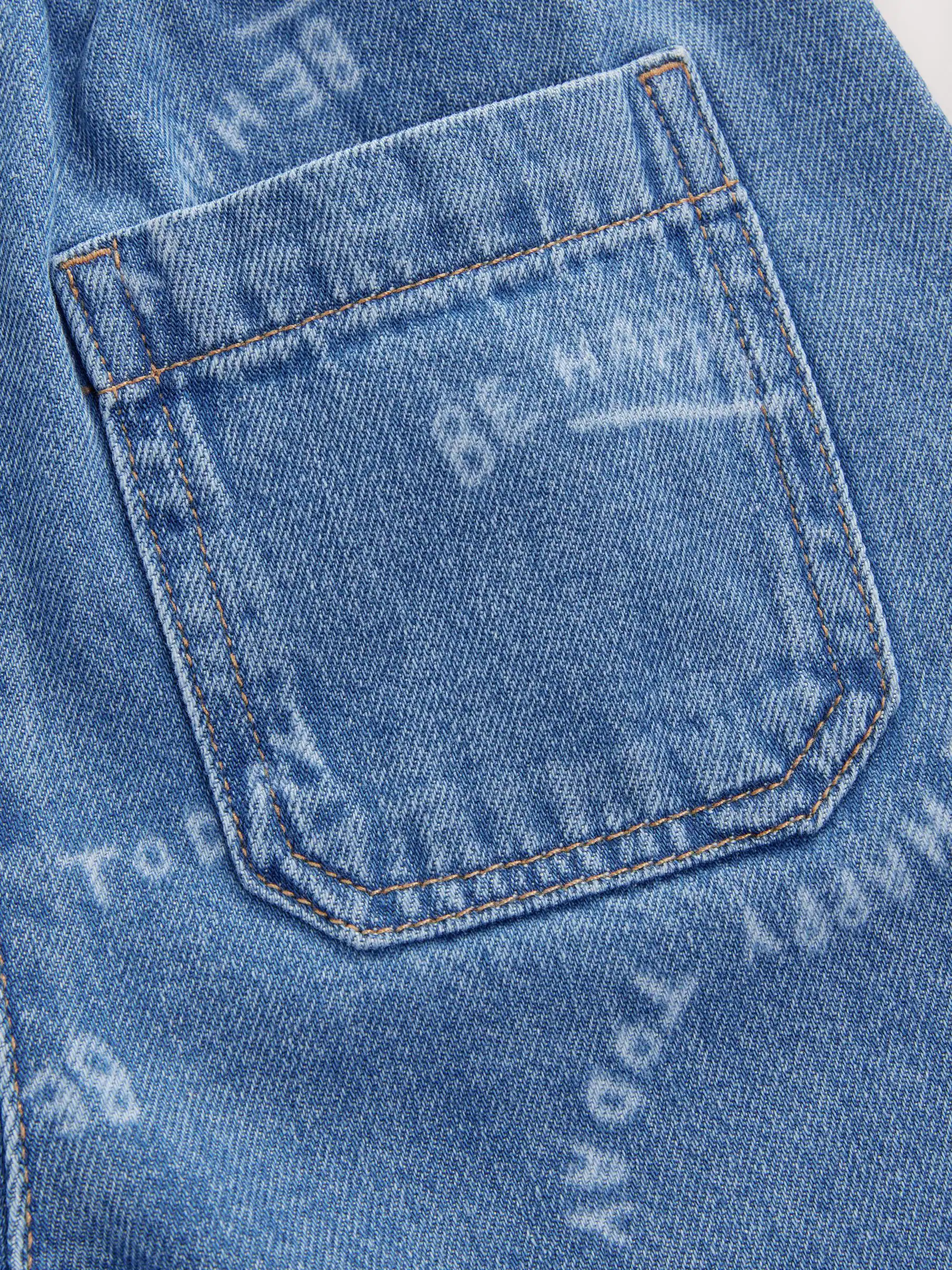 Mid Blue All Over Print - Jeans van 100% katoen met wijde pijpen (3mnd -7jr)