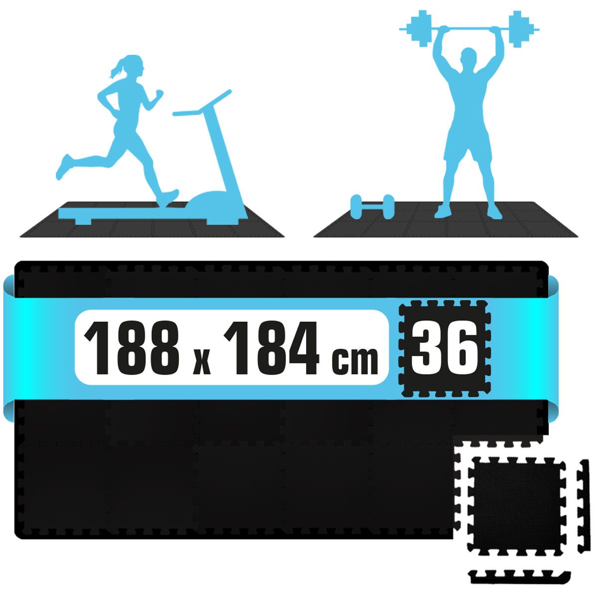 eyepower 36er Set Fitness-Bodenschutzmatte 30x30cm