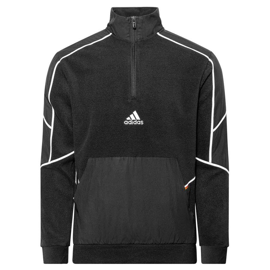 adidas Maillot Essentials Fleece Fermeture Éclair 1/4 - Noir/Argent