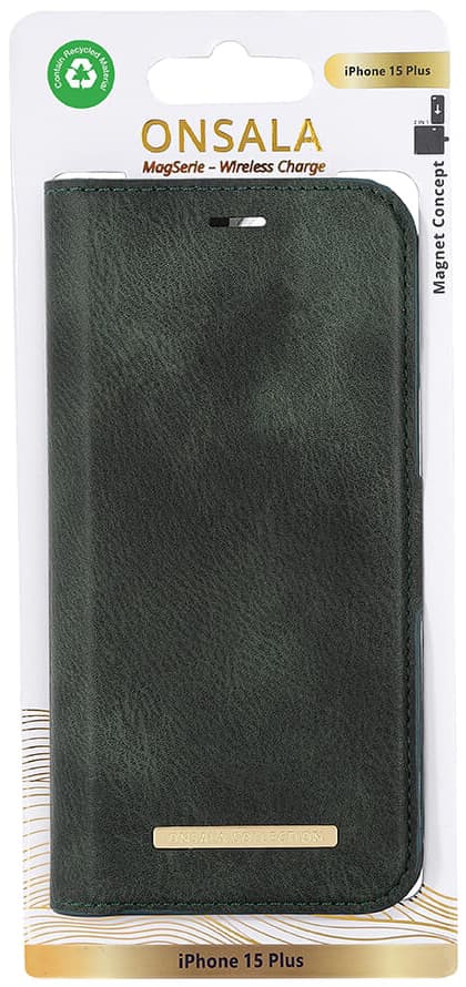 Onsala iPhone 15 Plus Magnetic Eco pungetui (grøn)