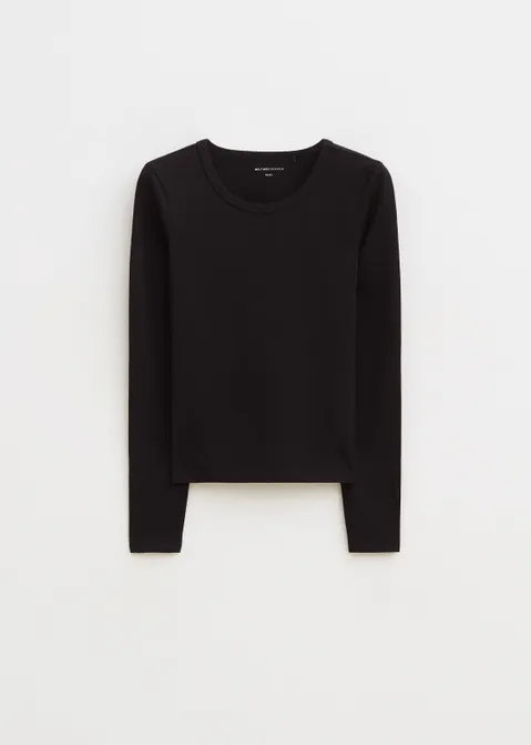 Basic t-shirt met lange mouw zwart (ZWART)