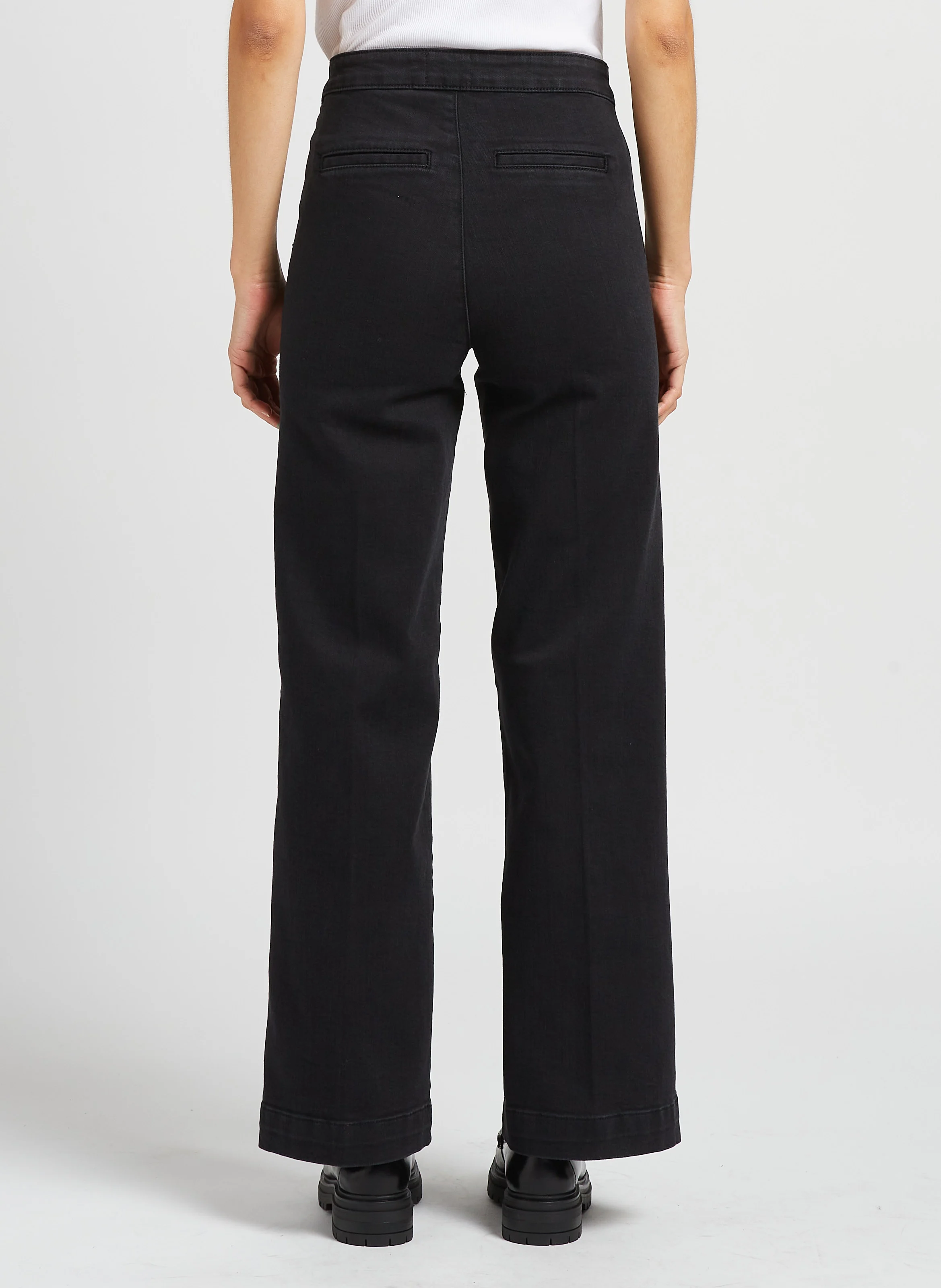OXAN - Jean large taille haute en coton mélangé | Noir