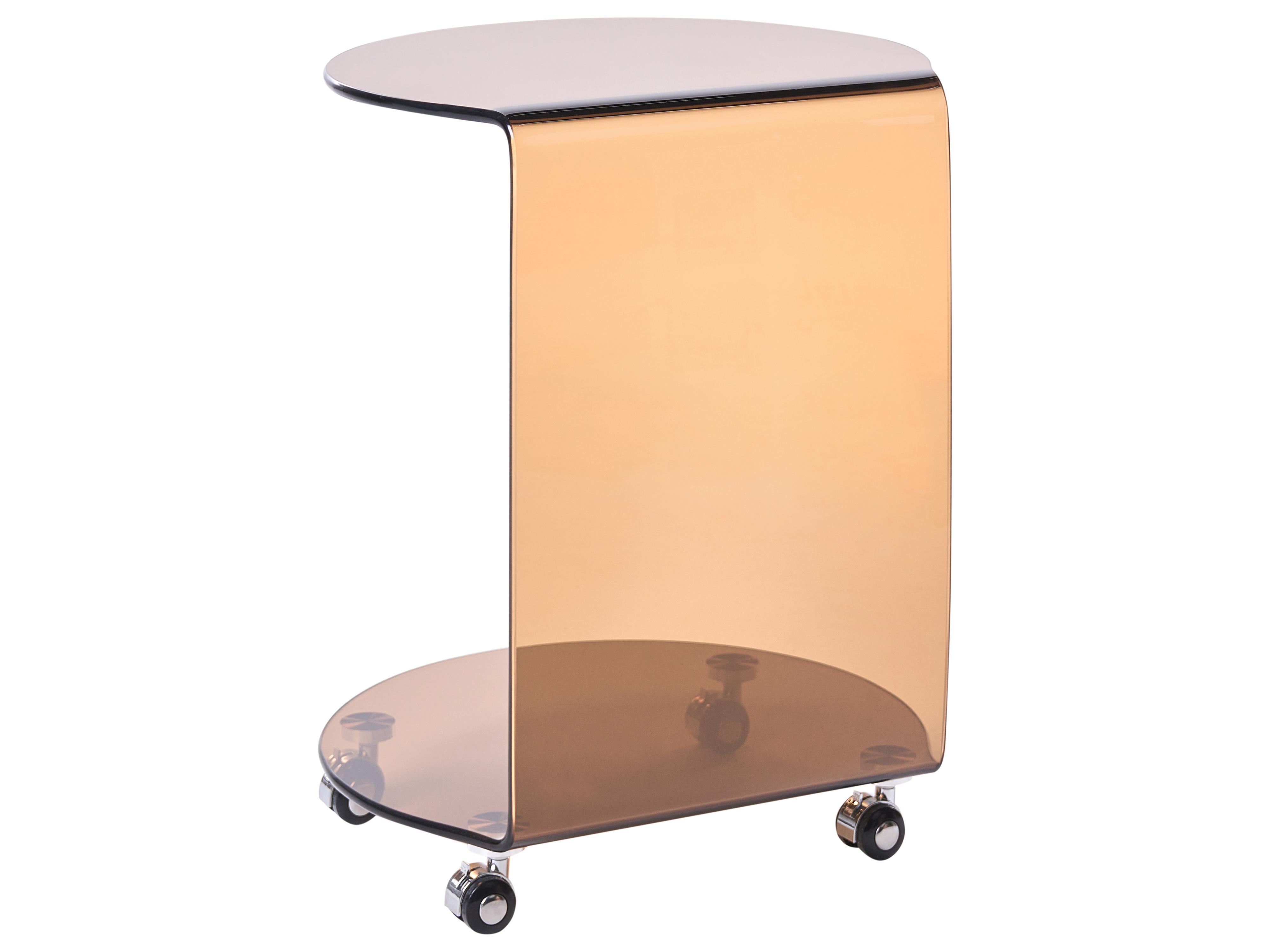 Bijzettafel MINTO Veiligheidsglas Bruin met wielen