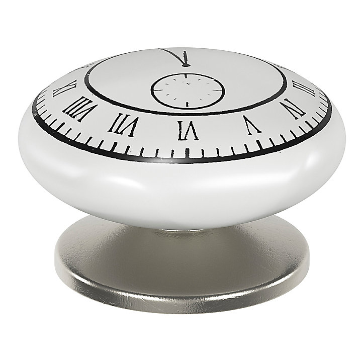 Lot 4 boutons de meuble arrondi Porcelaine Vras GoodHome noir et blanc Ø4.1cm x P.2.7cm