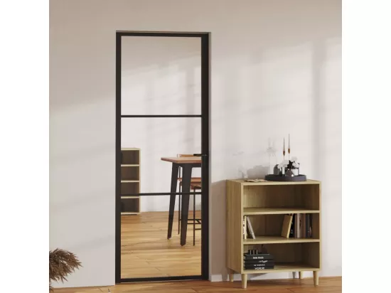 Porte intérieure Verre ESG et aluminium 76x201,5 cm Noir