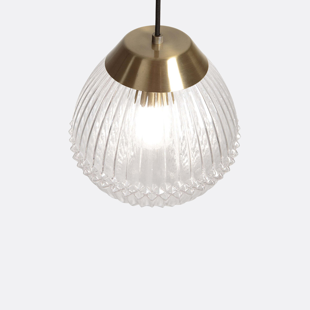LA REDOUTE INTERIEURS<br>Luminária pendente em latão e vidro canelado Ø26 cm, Ari