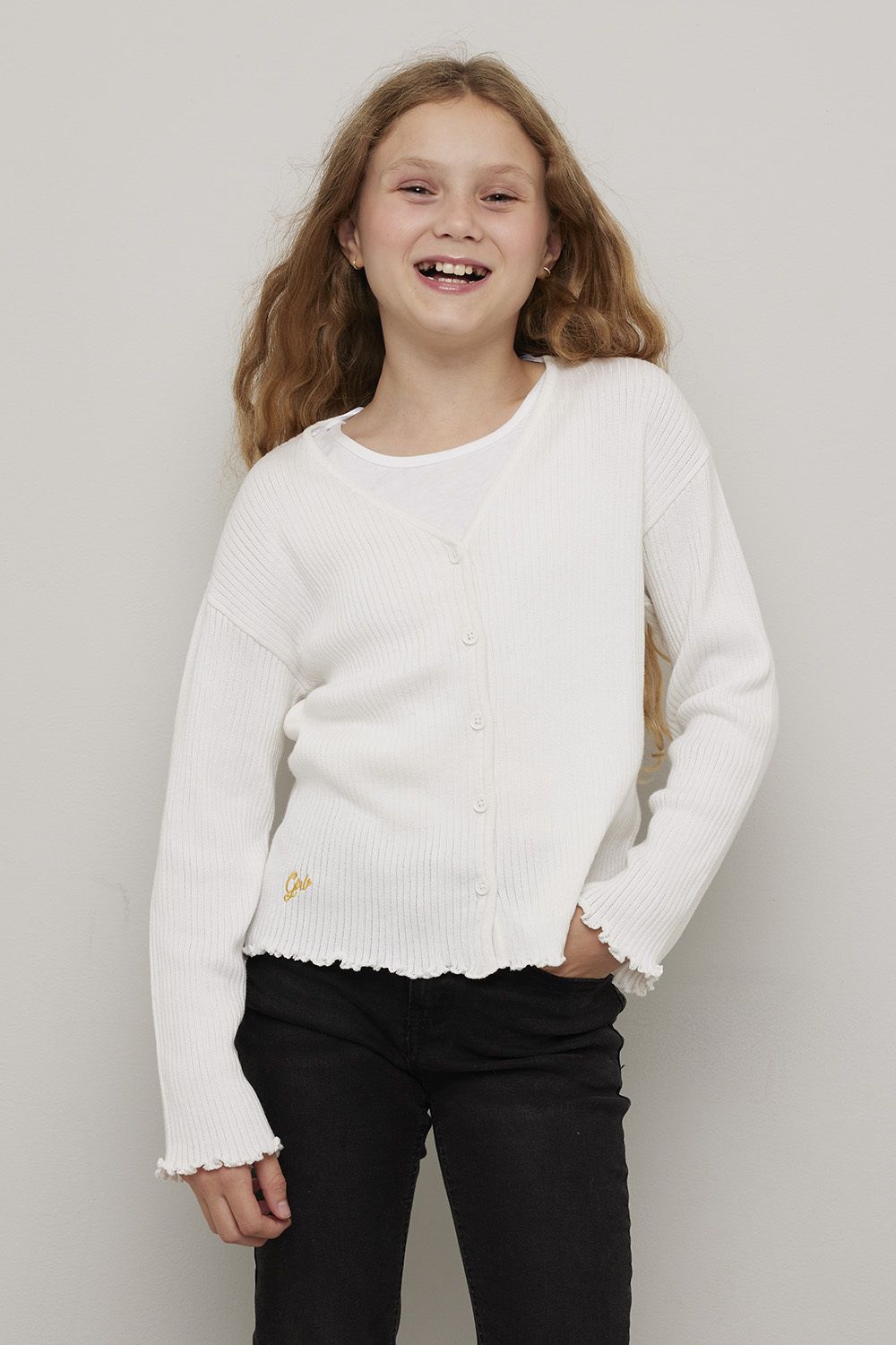 Cardigan ribbestrikket cropped Tuva