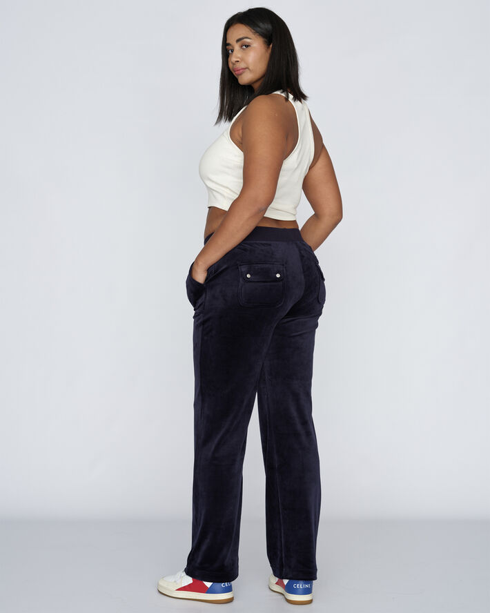 Juicy Couture Del Ray Classic Velour Pant Pocket Design Night sky