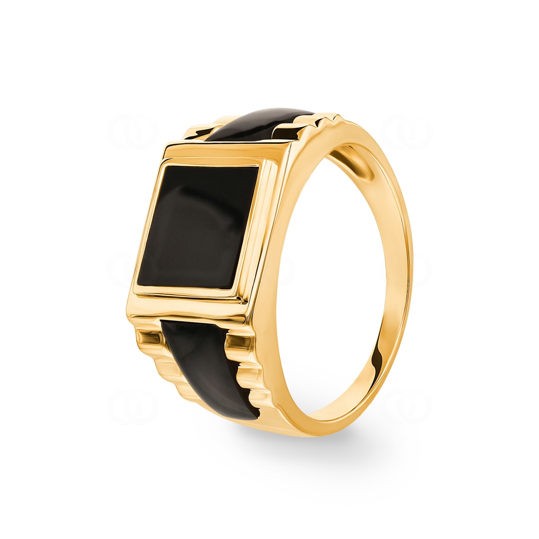 Herrenring 750/18 K Gelbgold mit Onyx
