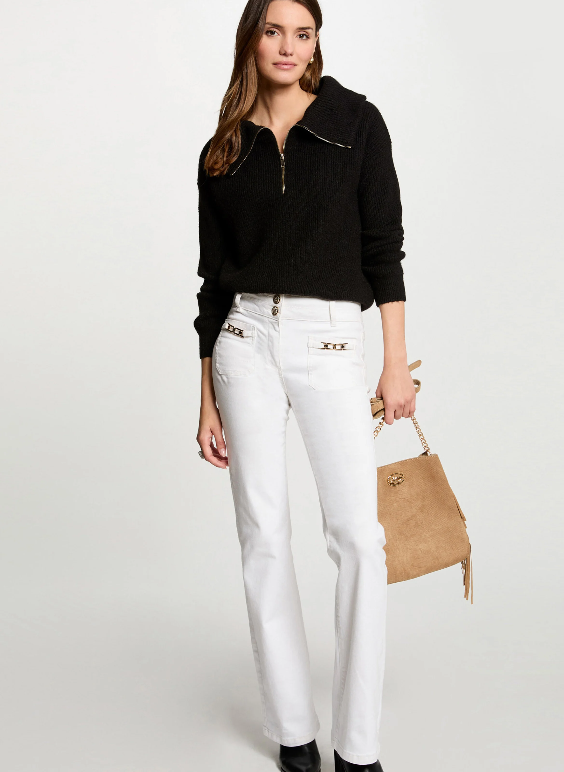 MCOLAR - Pull droit col camionneur | Noir