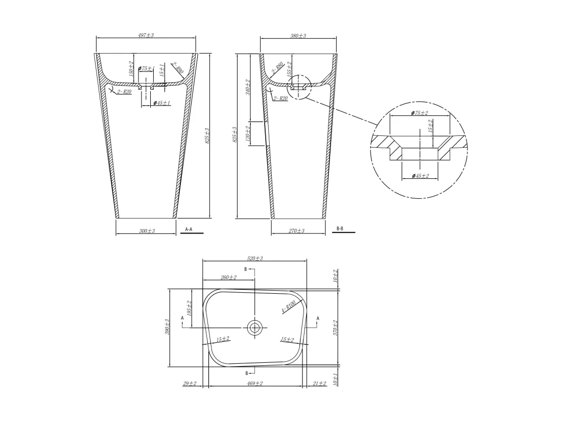 Vasque sur pied rectangulaire en solid surface - Blanc - TILICHO