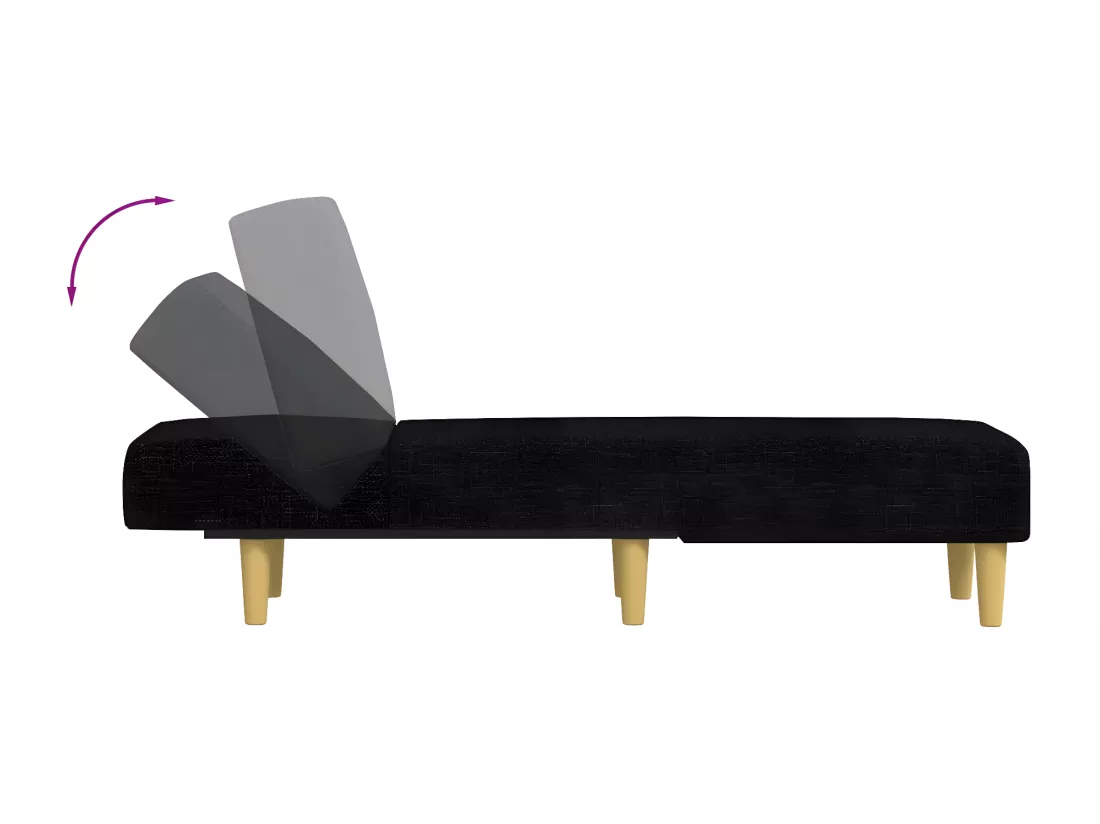 Chaise longue noir tissu