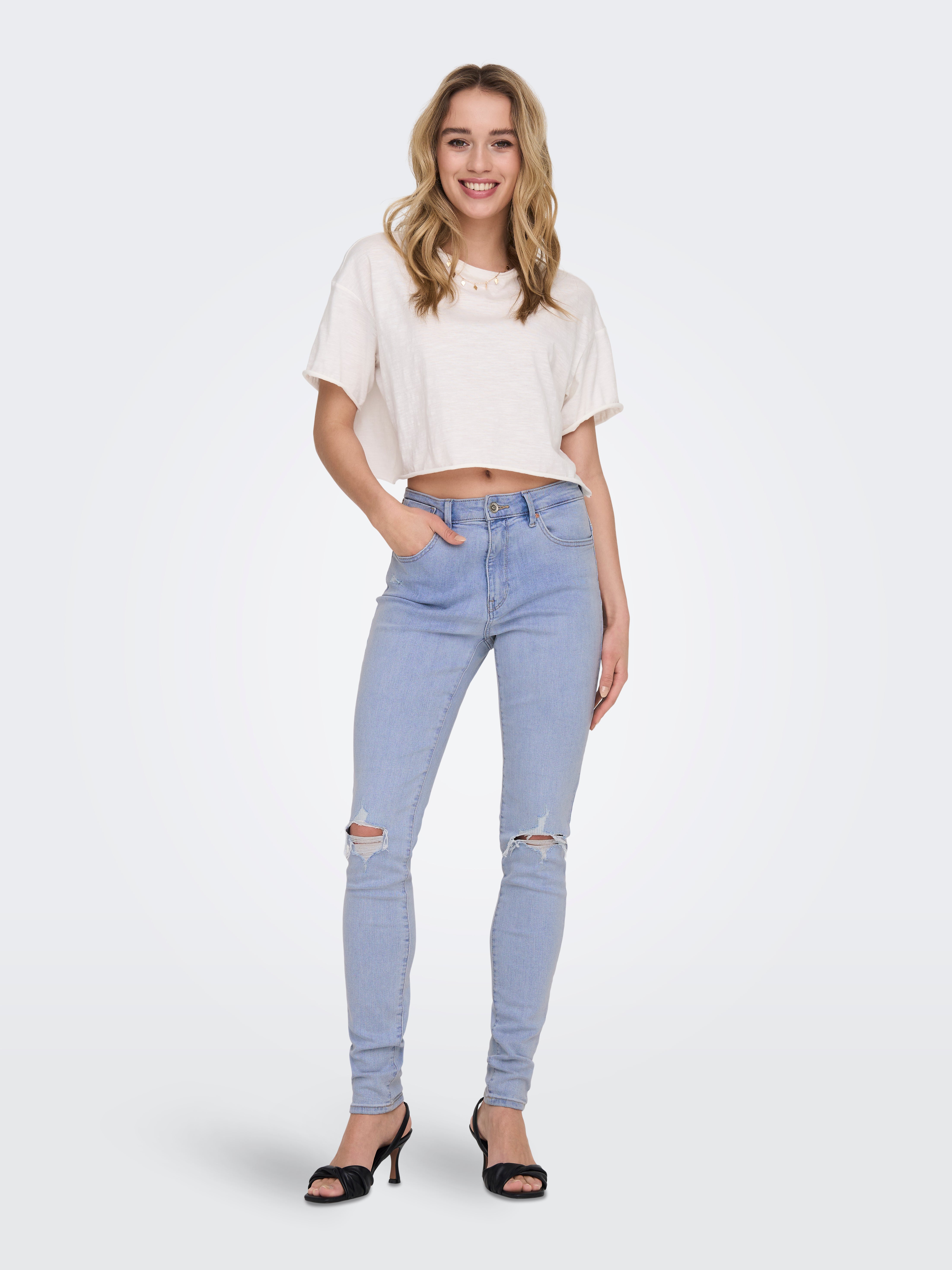 ONLFOREVER Hohe Taille Skinny Fit Jeans Light Blue Denim