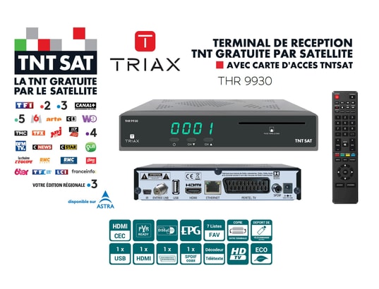 TRIAX - Décodeur satellite TNT HD Terminal de reception tnt gratuite par satellite hd - thr 9...