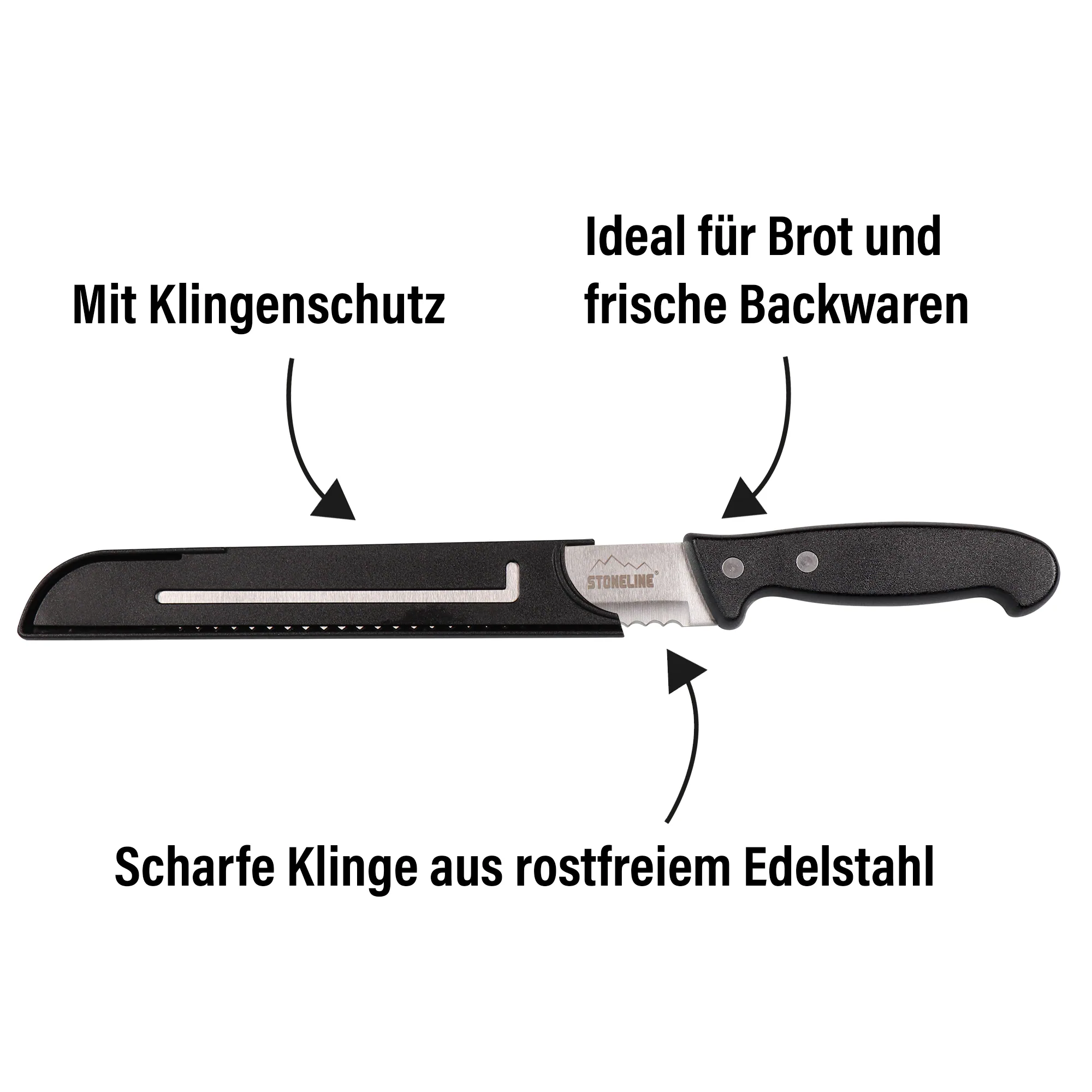 STONELINE® 31,5 cm Brotmesser, mit Klingenschutz