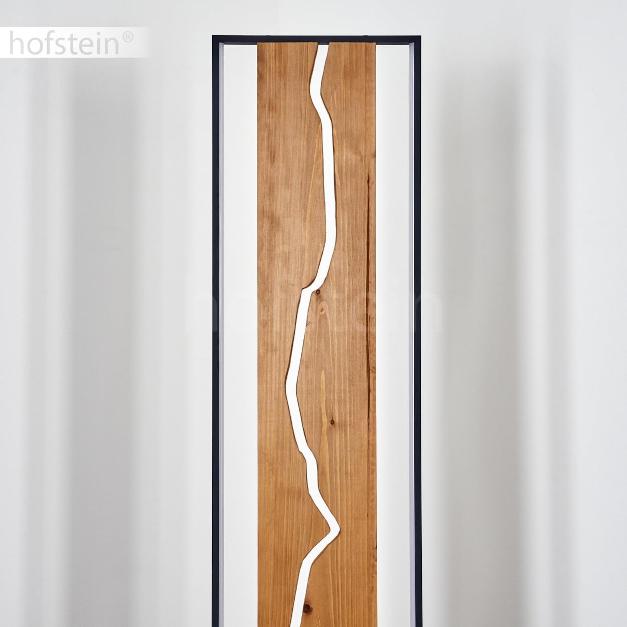 LED Stehleuchte Terre, Stehlampe aus Metall/Holz/Kunststoff in Schwarz/Naturfarben/Weiß, Retro/Vintage-Design mit Schirm aus Holz, Höhe 120, 18 Watt, 2300 Lumen, 3000 Kelvin