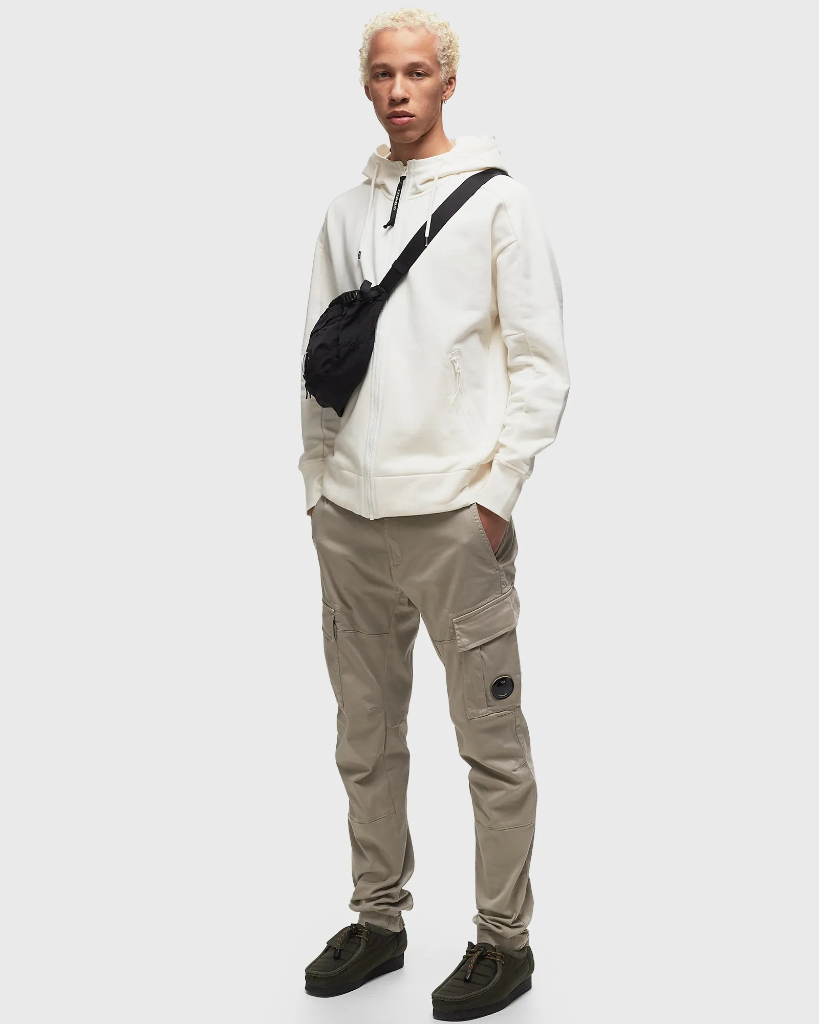 C.P. Company DIAGONAL RAISED FLEECE SWEATSHIRTS - HOODED OPEN