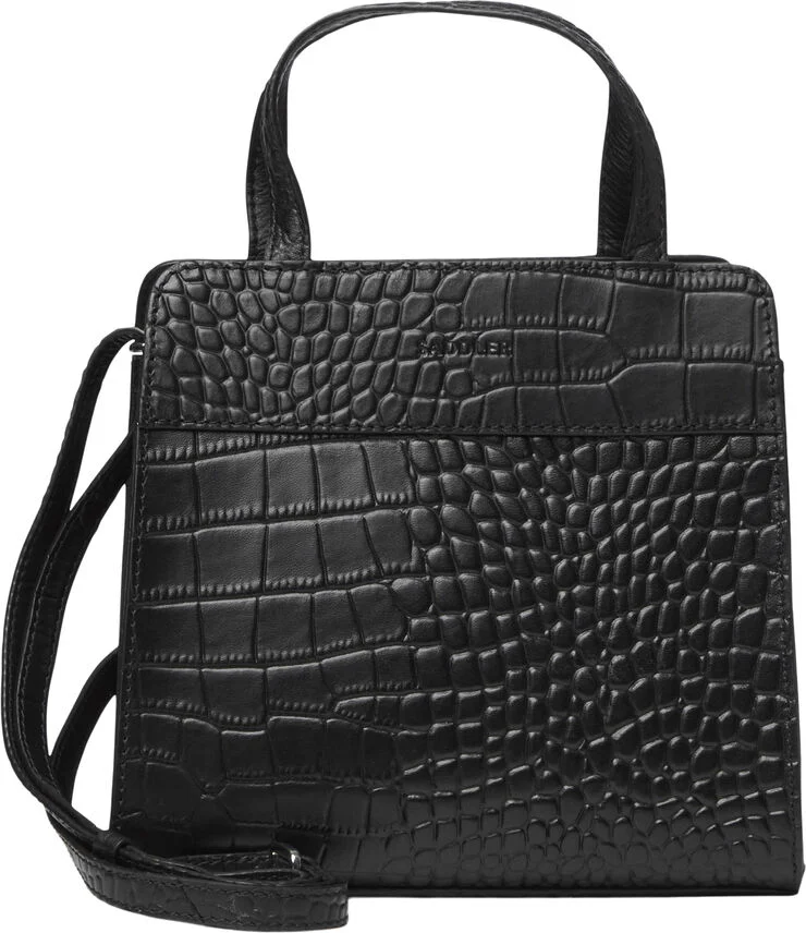 Saddler Mia Shiny silver Black croco