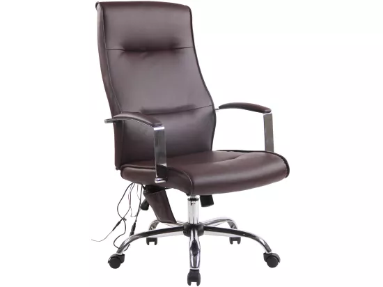 Chaise de bureau - Similicuir & Métal chromé - Marron - Portland