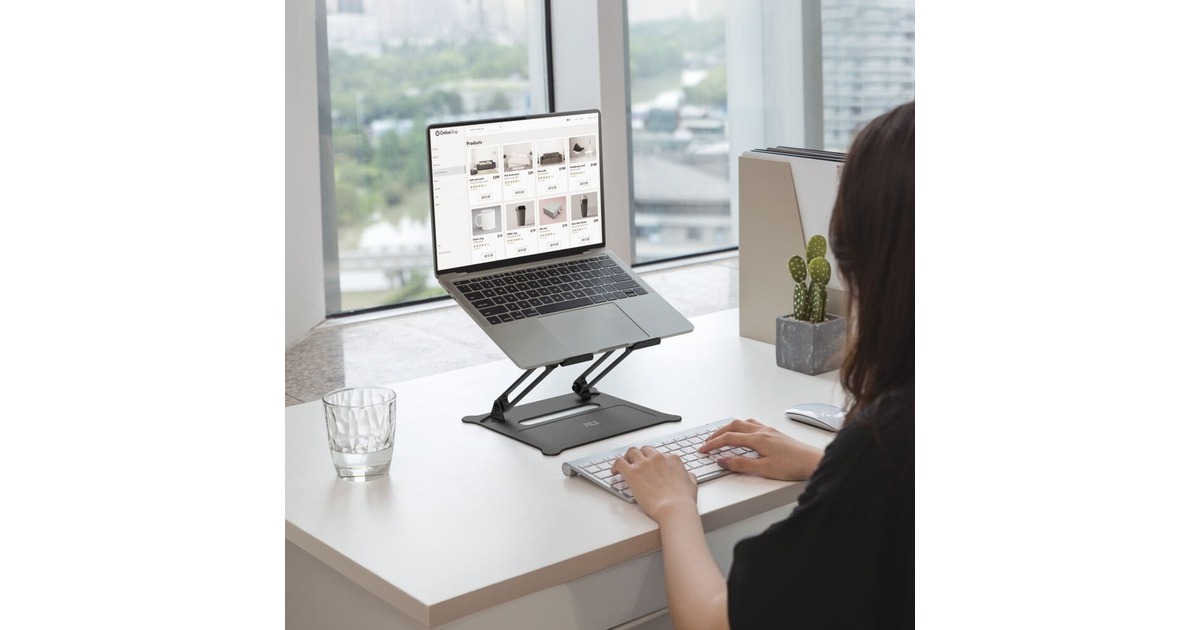 ACT ConnectivityLaptopstandaard, aluminium, inklapbaar, traploos in hoogte verstelbaar  (Zwart)