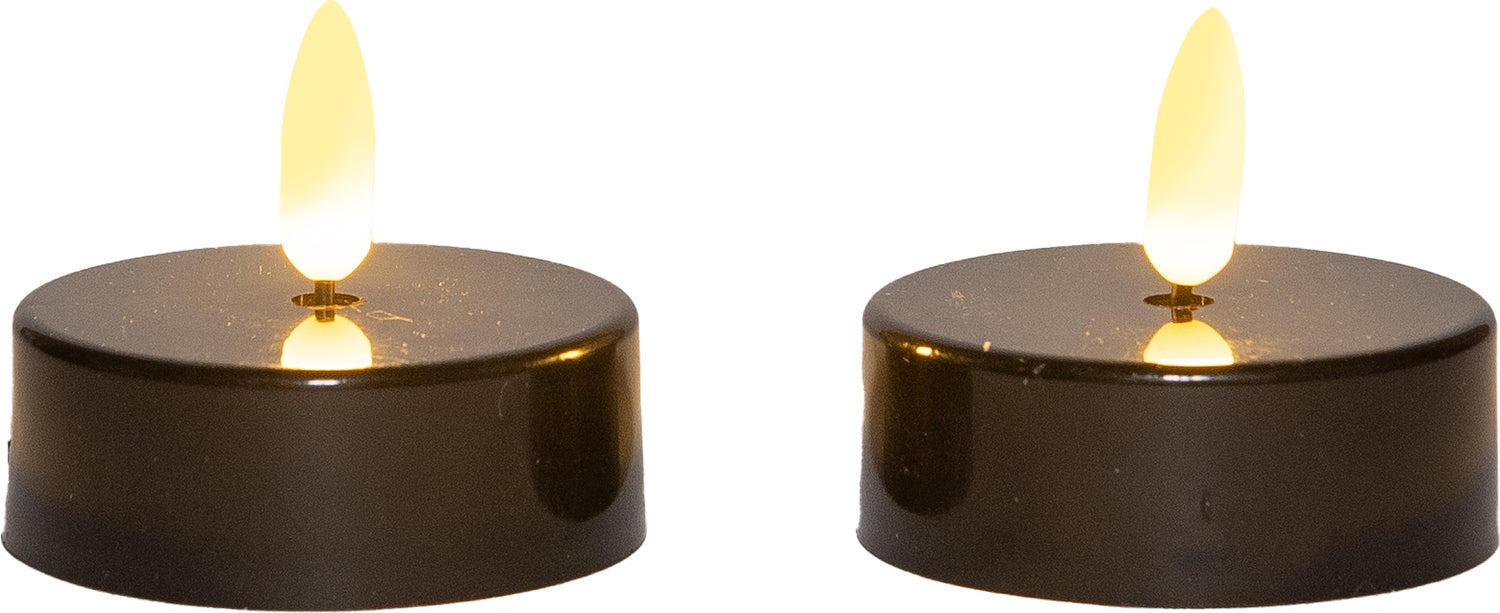 Anna's Collection LED waxinelicht met timer zwart D 6 H 4,5 cm 2 stuks