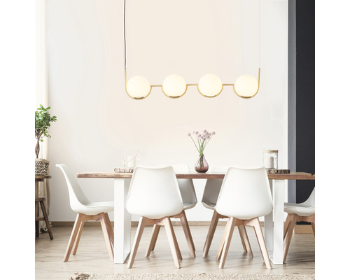 Hanglamp, 4-lichts, B 97 cm, messing