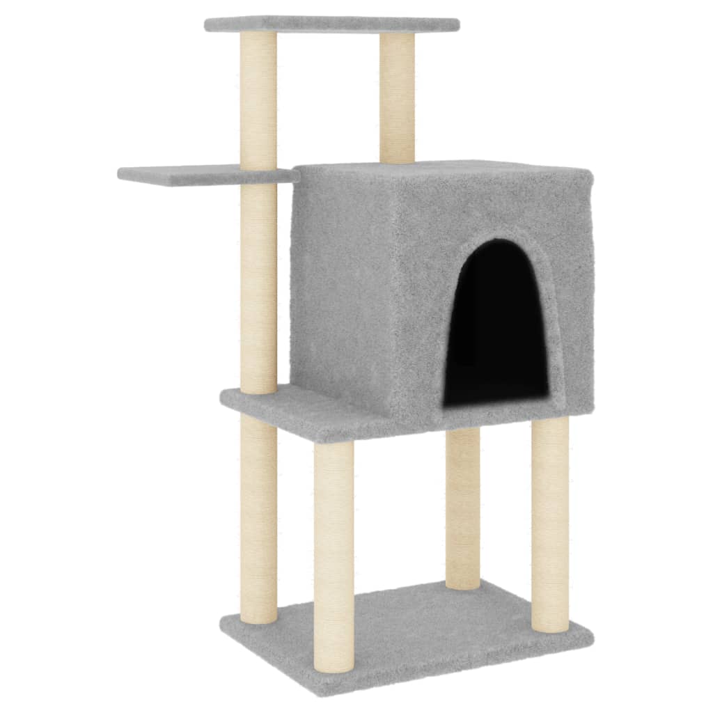 Arranhador para gatos vidaXL com hastes de sisal cinza claro, 97 cm