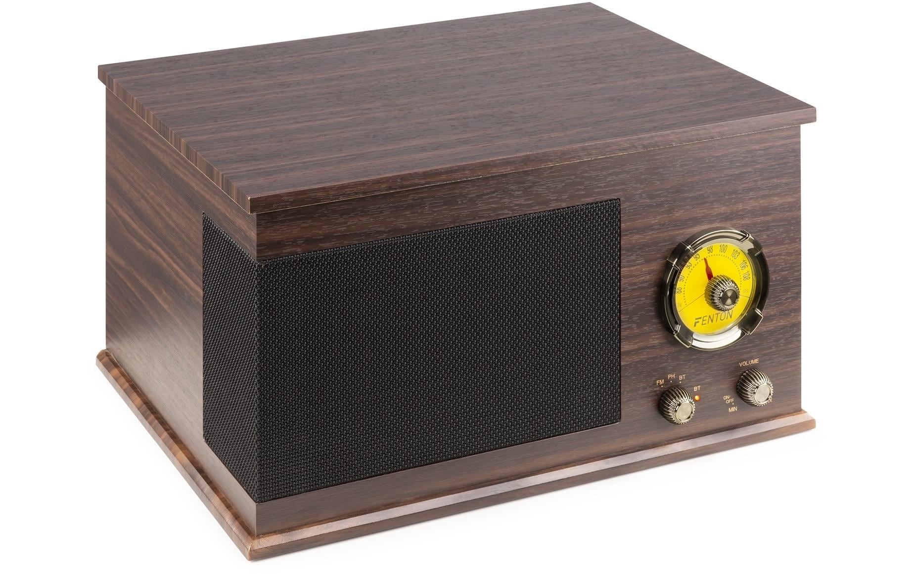 Plattenspieler mit Bluetooth RP173 DunkelbraunPlattenspieler im Retrostil mit Bluetooth, FM-Radio und Umwandlungsmöglichkeit für Schallplatten