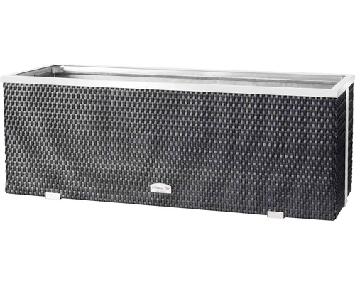 Polyrattan plantenbak 108x39x43 cm antraciet-aluminium