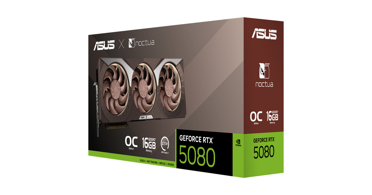 ASUSGeForce RTX 5080 16GB GDDR7 Noctua OC Edition grafische kaart  (DLSS 4, 3x DisplayPort, 2x HDMI 2.1)