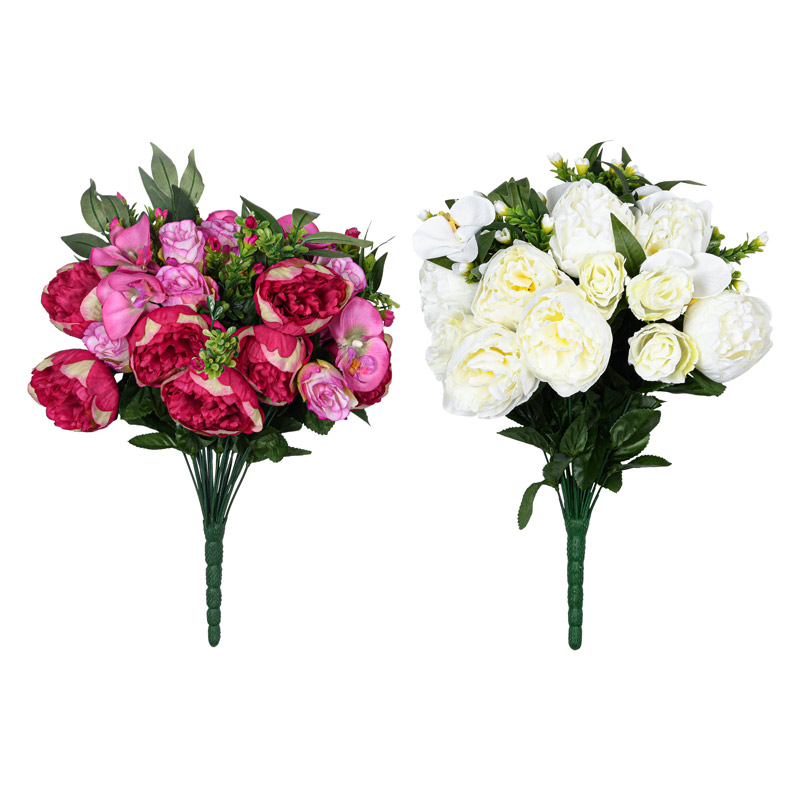 Bouquet de pivoines, orchidées, roses