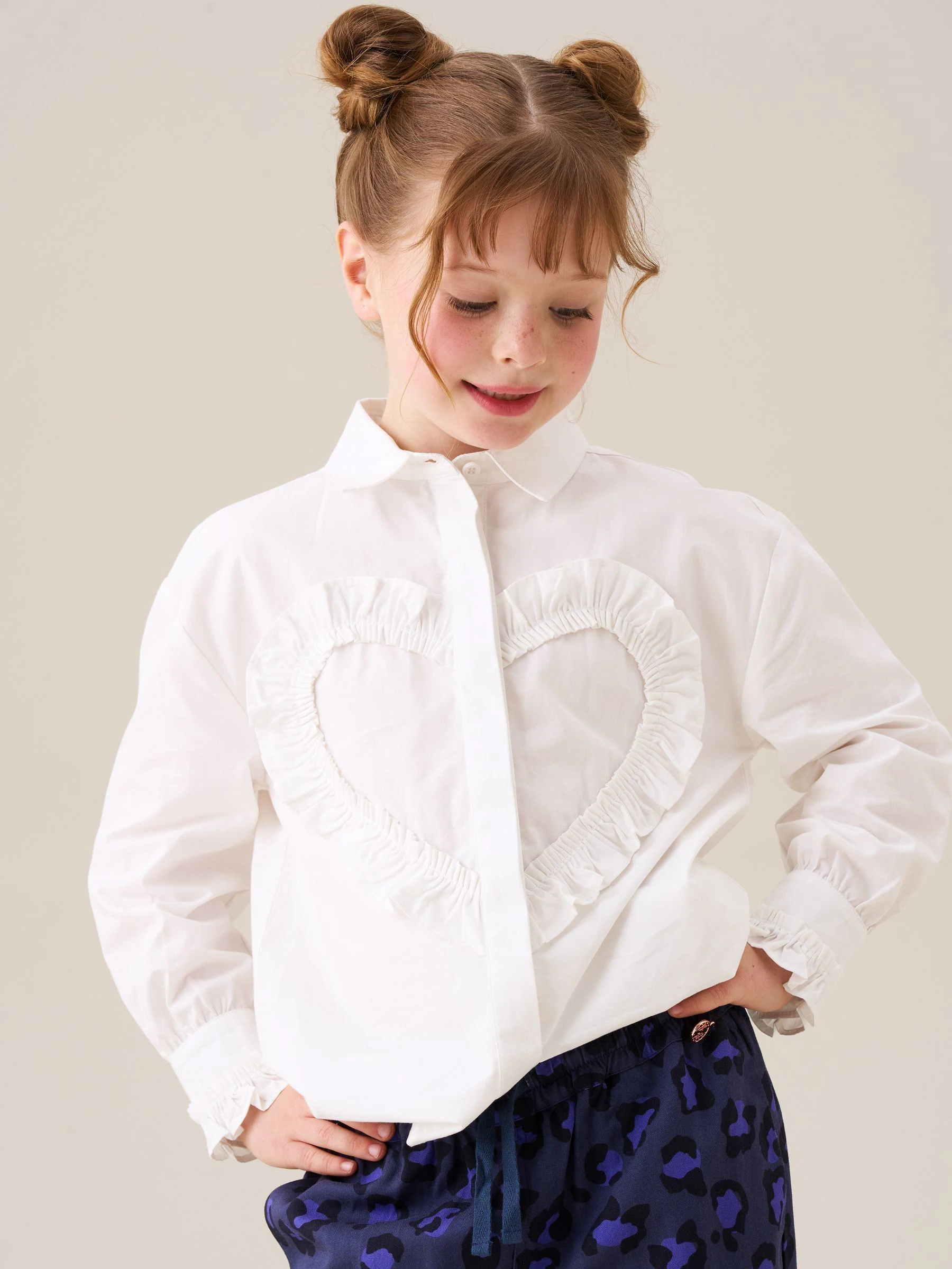 Angel & Rocket Adelle Frill Heart Print Shirt