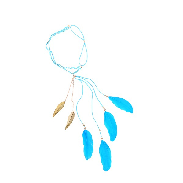 Feder Haarband Fasnachts Indianer Kostüm Zubehör Motto Party Accessoire Halloween Foto Requisite - Blau