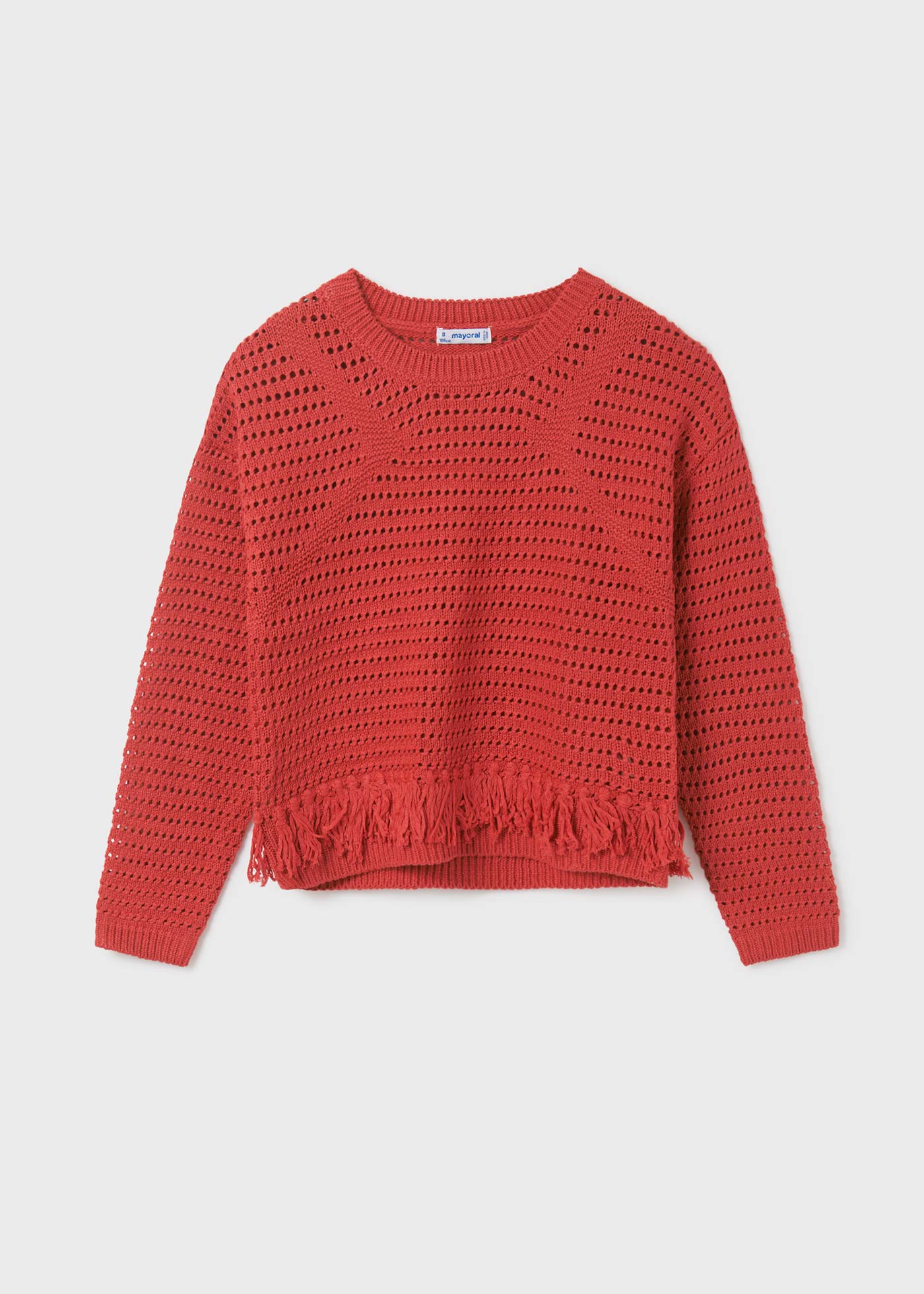 Blusa de malha jersey com apliques de franjas para meninas