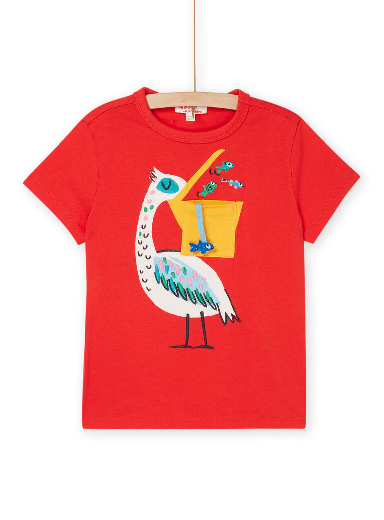 T-shirt rouge à animation pélican
