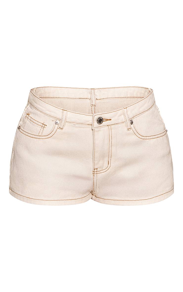 Ecru Short En Jean Taille Mi-haute Avec Détails Petite