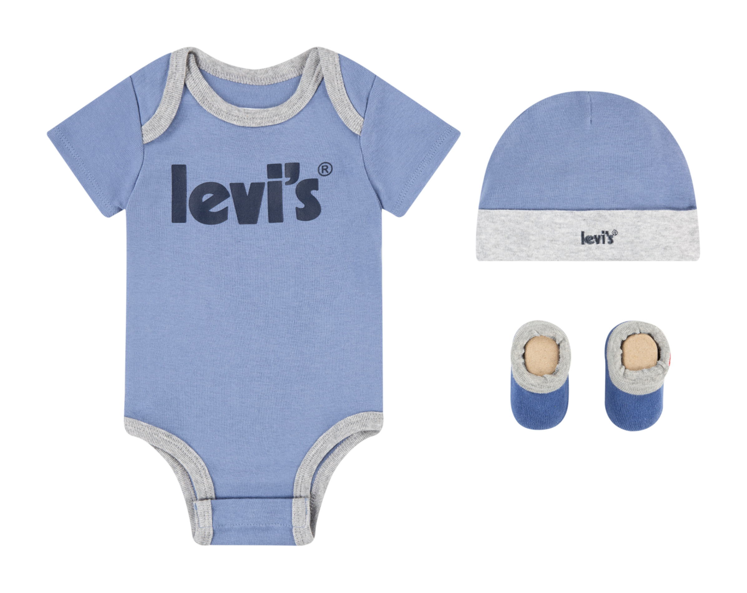Ensemble body, bonnet et chaussons | Bleu