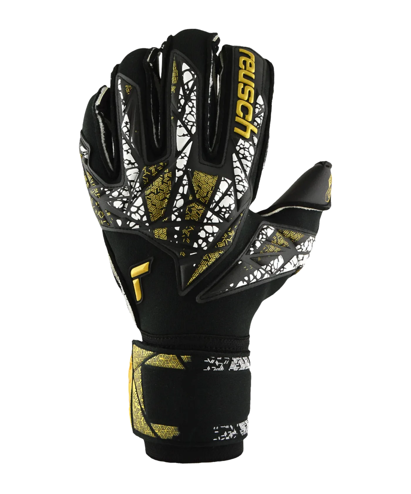 Reusch Attrakt Gold X Evolution Cut Finger Support TW-Handschuhe Night Spark 2024 Schwarz Gold F7740