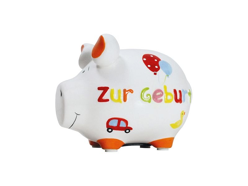 G. Wurm Spardose Zur Geburt 12.5 x 9 x 9 cm Sparkasse zum Aufbewahren von Geld