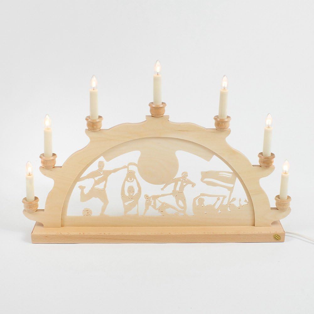 Holz-Schwibbogen Lichterbogen Schwibbogen aus dem Erzgebirge (Fussball, 50 cm)