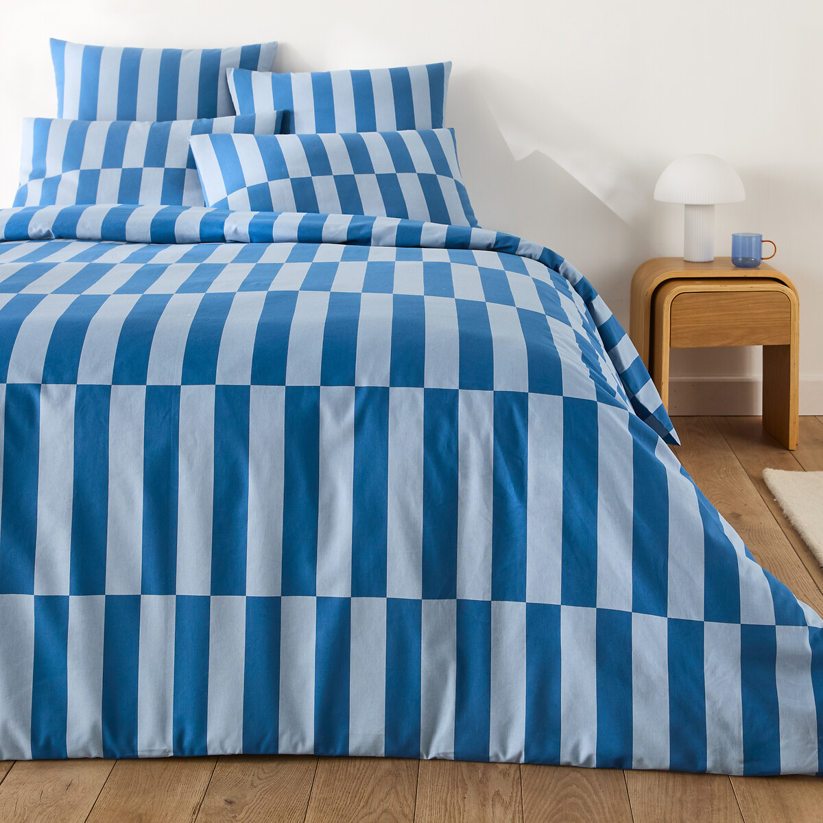 LA REDOUTE INTERIEURS<br>Capa de edredão 50% algodão reciclado, azul Tabaka