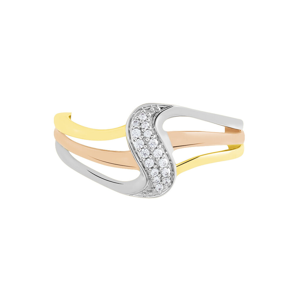 Bague Or Tricolore Dionyse Oxydes De Zirconium