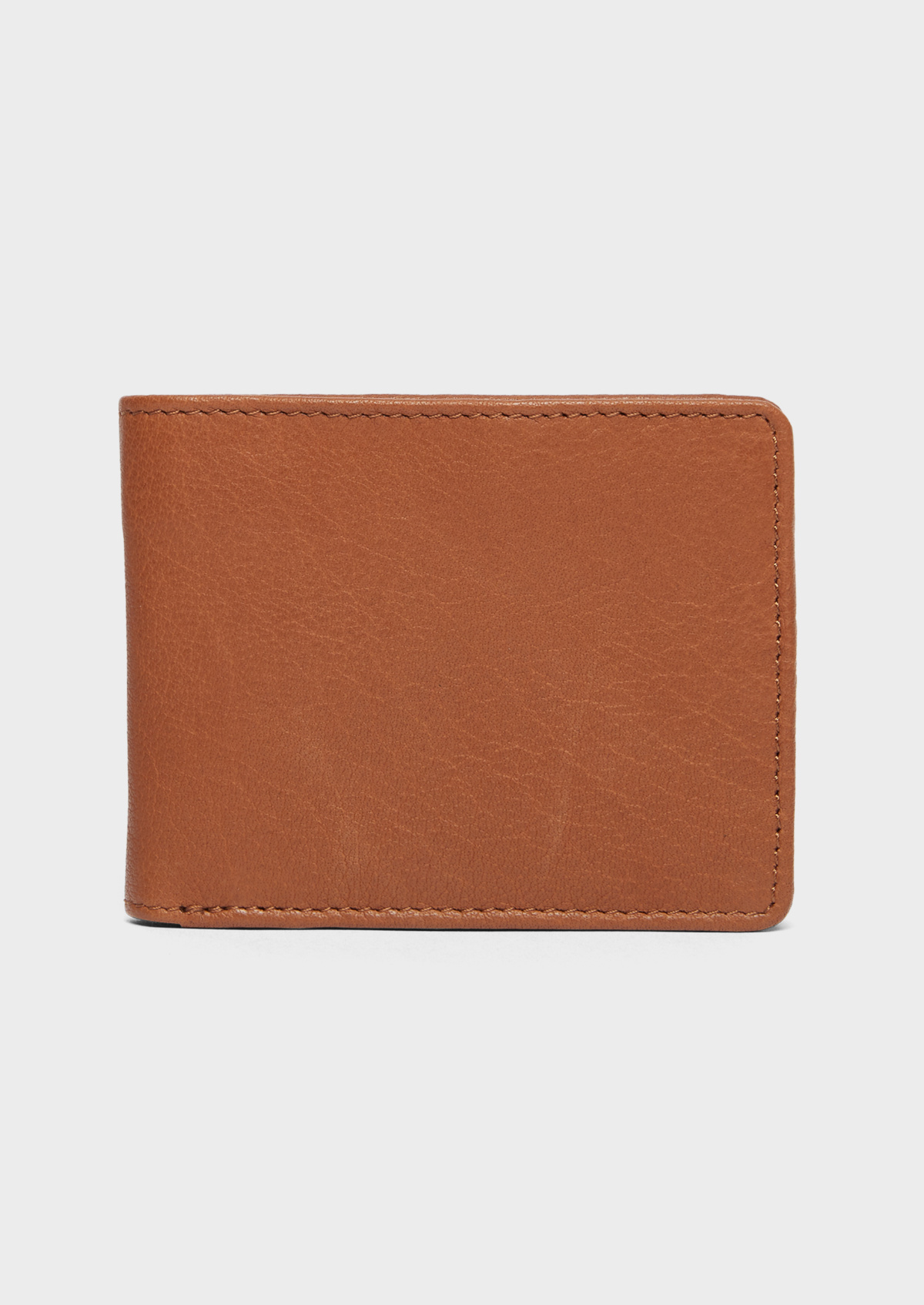 Portefeuille italien en cuir grainé cognac