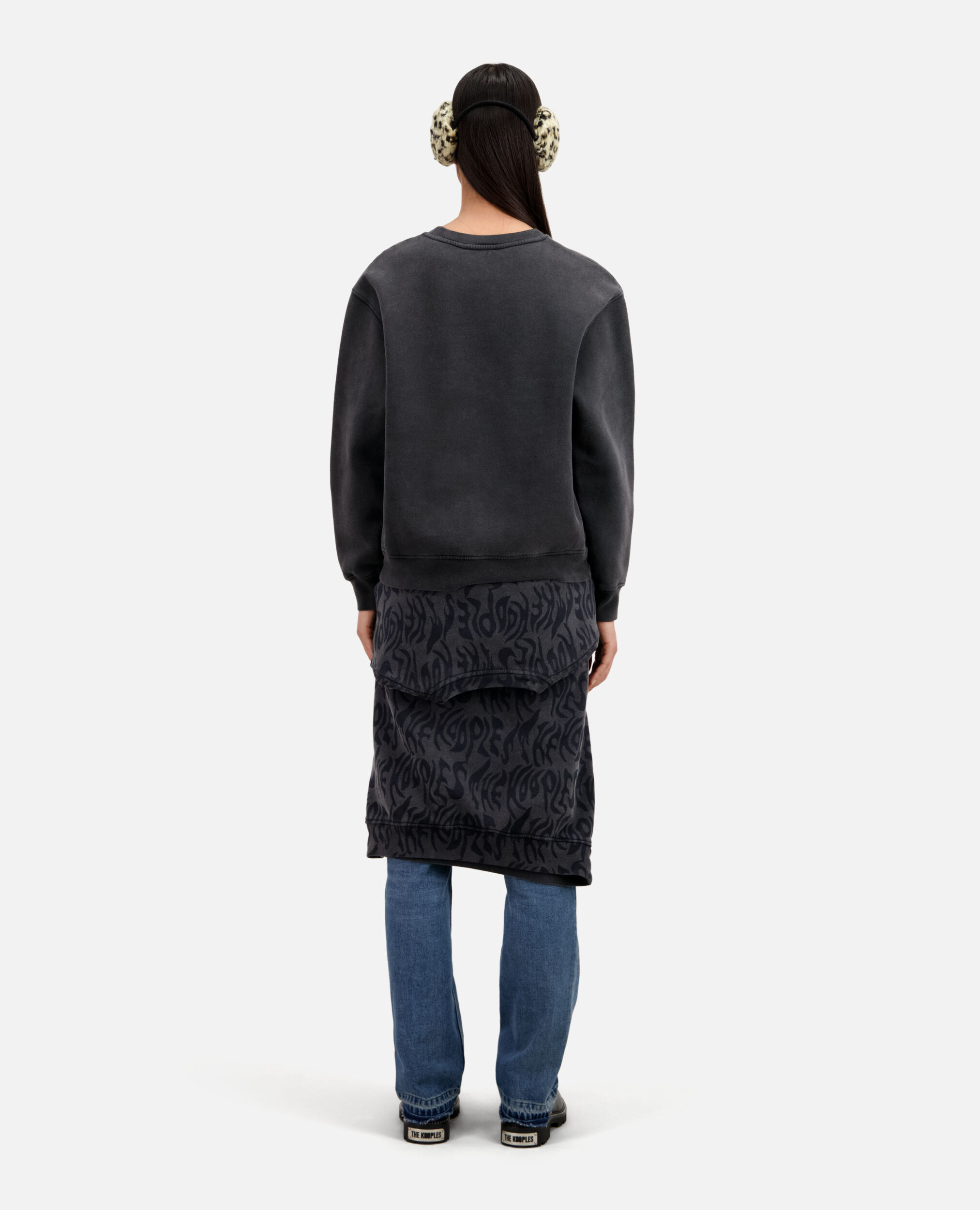 Women's Black sweatshirt with Wolf serigraphy
