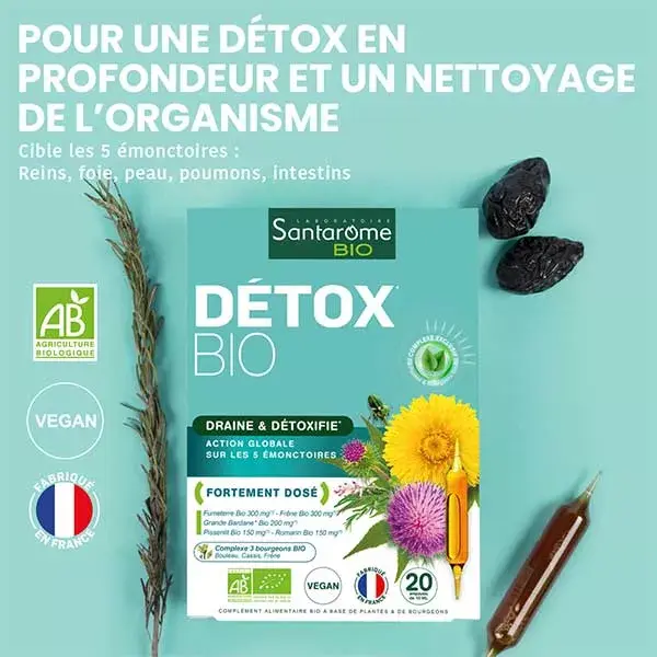 Santarome Orgânico - Desintoxicação Orgânica - Drena e Desintoxica - 20 ampolas
