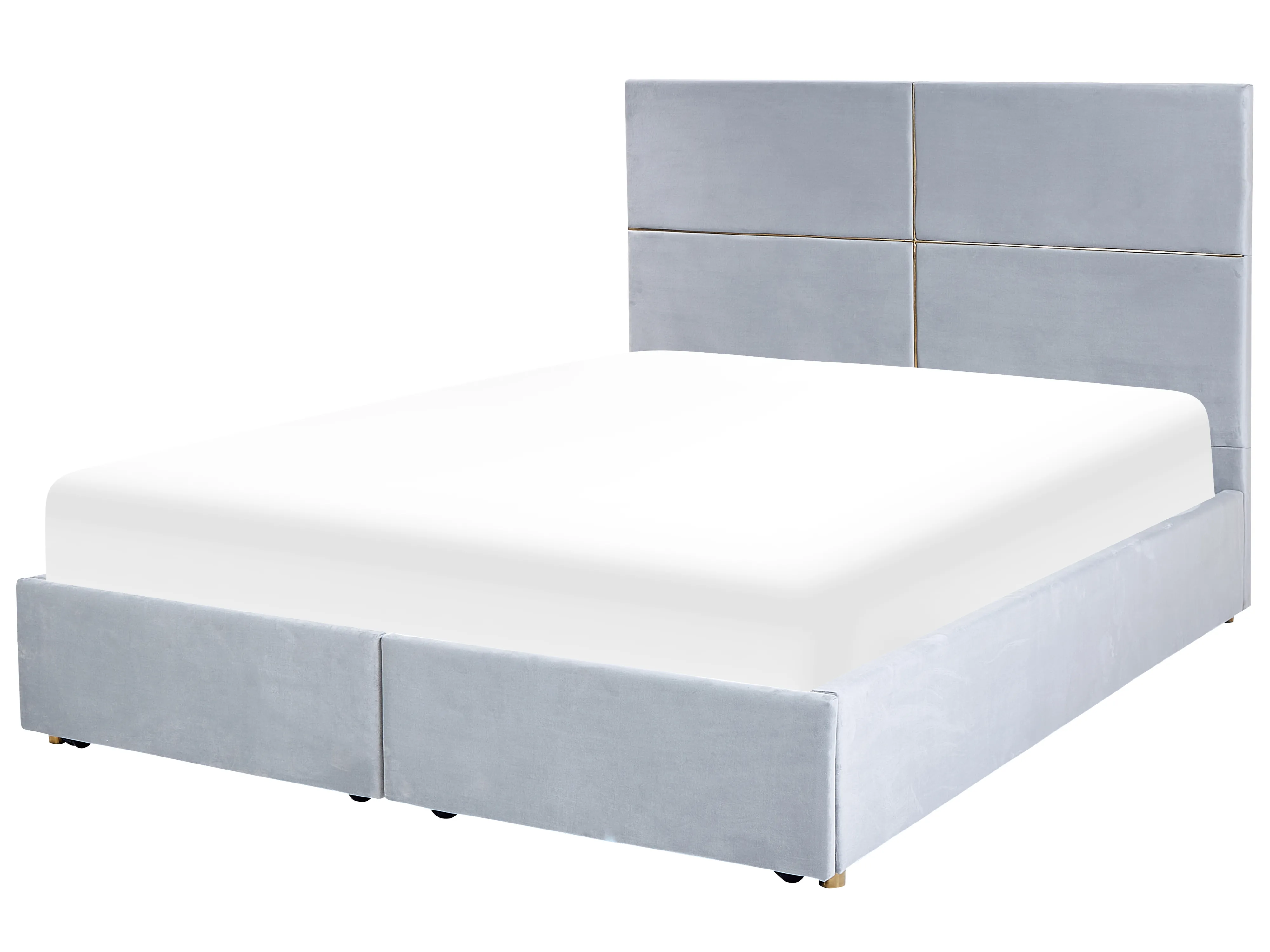 Bed met opbergruimte Fluweel VERNOYES 160 x 200 cm Lichtgrijs