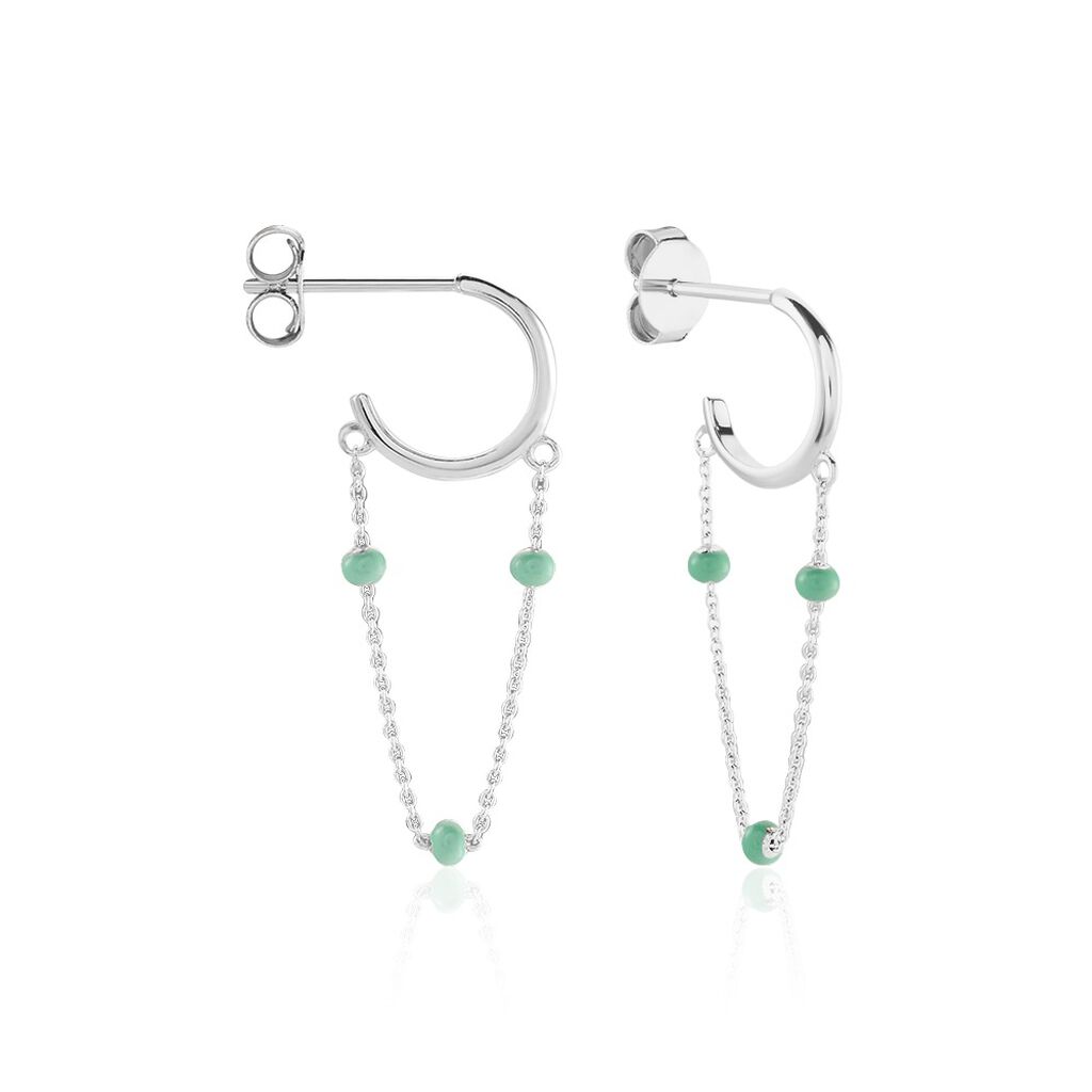 Créoles Polka Argent Blanc