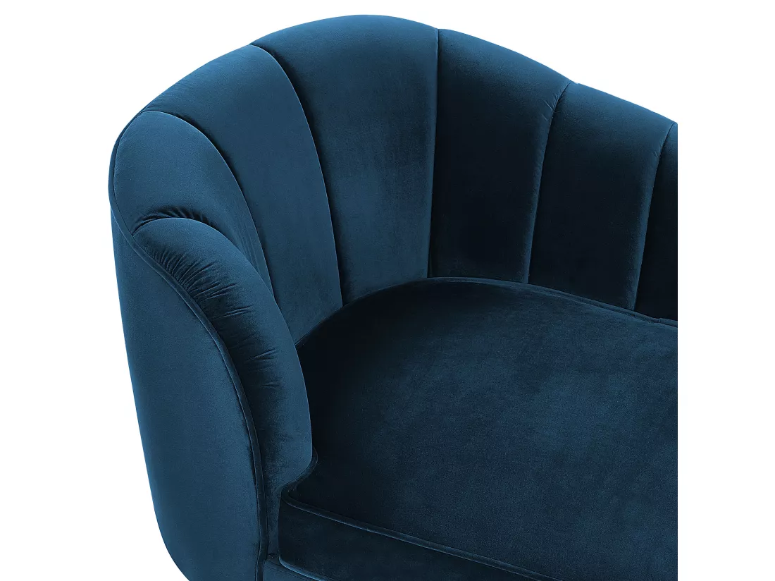 Chaise longue côté droite en velours bleu marine ALLIER