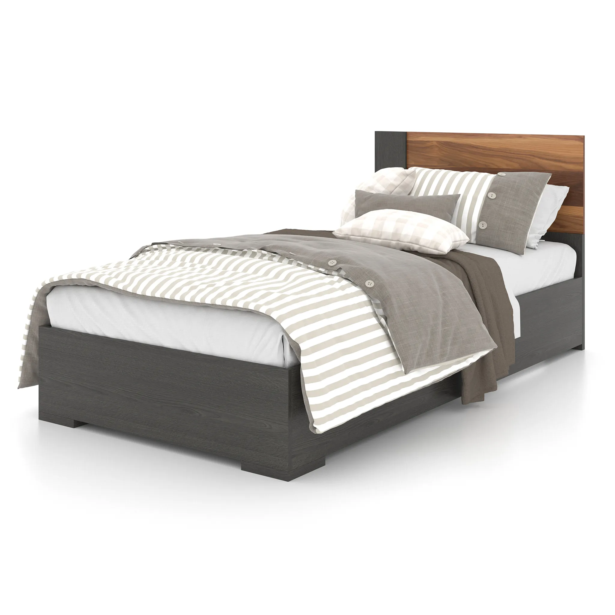 Meuble Meq Lit Simple - Ardoise Noyer